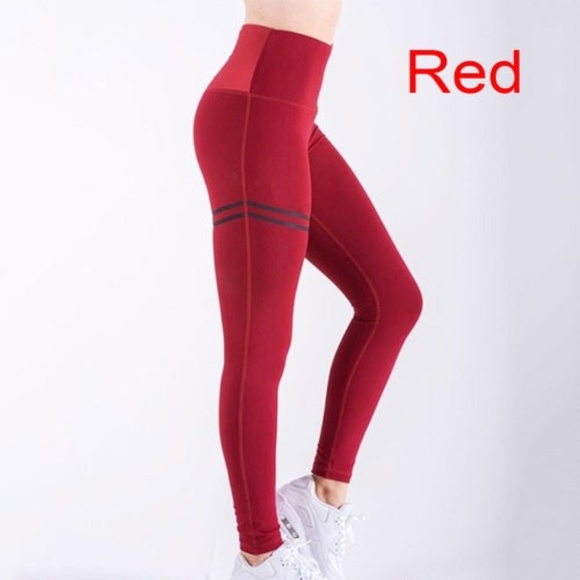 Pants - NWT Women High Waist Pants AntiCellulite  Leggings RED LARGE